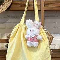 En gros Porte-clés en peluche lapin bouclé mignon avec jupe écossaise, pendentif animal pour sac et décoration de sac à dos, cadeau surprise