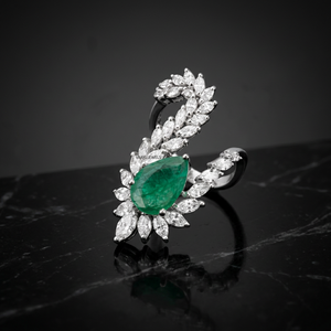Pear Cut Green <b>Moissanite</b> Classic Wedding Anniversary Gift Statement Ring 10K 14K 18K Gold Rhodium Plated Luxury Fine <b>Jewelry</b> - Product Image 1