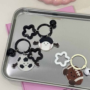 Cute Cartoon Keychain Acrylic Light Badminton Table Tennis Football <strong>Rugby</strong> Bell Pendant Tennis <strong>Gift</strong> with Headset Bag - Product Image 3