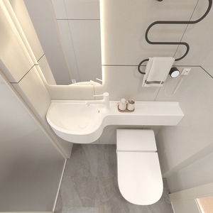 Évier mural en pierre artificielle en forme de P, durable, écologique et moderne, avec drain intégré, gain de place pour les salles de bain - Product Image 6