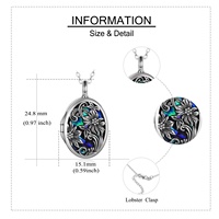 Bijoux de crémation Vintage personnalisé en argent Sterling coquille d'ormeau ovale cercle tournesol Photo urne collier