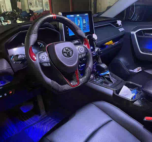 カスタムスポーツスタイルリアルカーボンファイバーレザーステアリングホイールトヨタカローラRav4カムリ2018-2021レーシングデザイン - Product Image 6