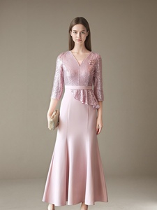 L-5XL elegante da <span class=keywords><strong>sera</strong></span> in raso per donna abito lungo con scollo a V Maxi Casual romantico per feste matrimoni abiti da sposa <span class=keywords><strong>madre</strong></span> - Product Image 3