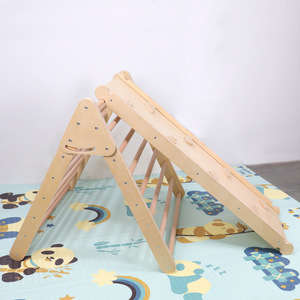 Wooden Childrens Triangular Climbing Frame Slide 127x54x13.5cm Indoor Play Structure For Baby <b>Physical</b> Training - Product Image 4