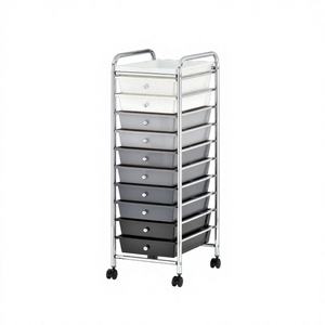 Étagère de rangement moderne chromée à 10 niveaux, à monter soi-même, de qualité supérieure, pour la maison, avec tiroirs en plastique amovibles, gain de place - Product Image 2