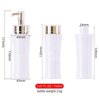 Bouteille de shampooing PET ronde de 150 ml de style simple avec pompe pulvérisatrice et impression sérigraphique