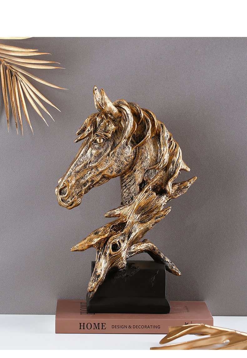 Hot selling retro home living room decoration art crafts horse head sculpture