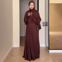 Ensemble de robes de vêtements islamiques à la mode R-421 tissu en jersey de qualité supérieure longueur de plancher élastique à manches longues élégant avec jupe