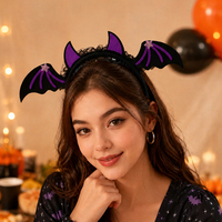 Serre-tête d'Halloween avec cornes de diable et ailes de chauve-souris, 3 couleurs (orange, violet, rouge) pour femmes et filles, idéal pour les fêtes et les costumes de cosplay