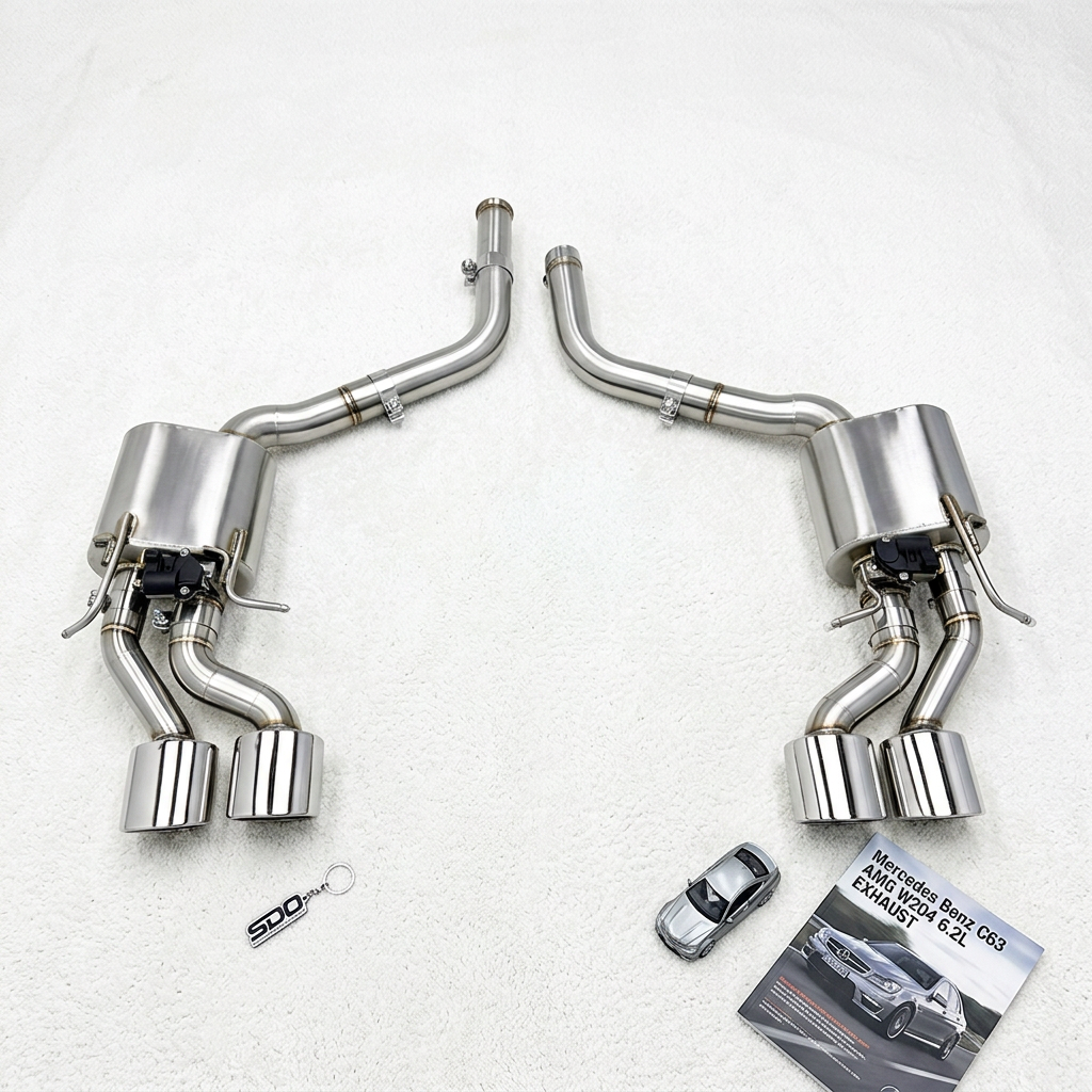 VantaFlow Axle Exhaust Muffler Fit for Mercedes Benz C63 AMG W204 6.2L 2008-2015 Stainless Steel Pipe with Valve