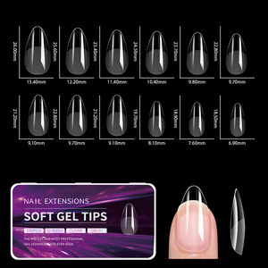 550 capsules d'ongles en acrylique, formes amande naturelle et cercueil, ensemble complet, faux ongles en boîte, fournitures de manucure en vrac pour extension - Product Image 2