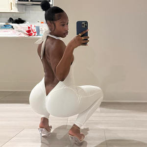 <span class=keywords><strong>Tuta</strong></span> Intera da <span class=keywords><strong>Donna</strong></span> Modellante, Sexy, con Fascia, Schiena Scoperta, Halter, Slim, per Yoga - Product Image 3