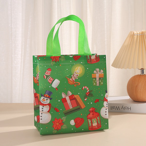 Bolsa de Navidad de tela no tejida 23x22x11 reutilizable con estampado de dibujos animados para compras y regalos - Product Image 1