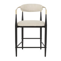 Tabouret de bar haut réglable en métal avec revêtement en tissu de luxe, dossier en cuir et design de fauteuil pour bar à domicile (lot de 2)