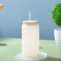 Bouteille en verre dépoli 16oz, tasse à bière, verre à eau, canette à bière avec couvercle et paille