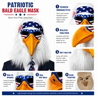 Masque réaliste en latex d'aigle à tête entière avec bandeau drapeau américain – Tendance pour fêtes, cosplay, Halloween, événements, festivals, 18 ans et plus