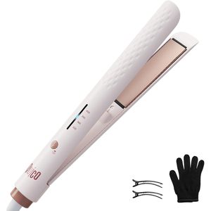 Plancha de Pelo Quico 110-240V, Cerámica, Color Rosa, Tamaño de Viaje, Calentamiento Rápido en 15s, 120-210°C, Estilizador de Cabello para Mujer - Product Image 1