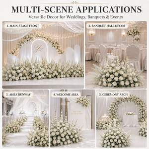 Arreglo Floral Artificial <span class=keywords><strong>Blanco</strong></span> para Pasillo de <span class=keywords><strong>Boda</strong></span>, Hilera de Flores de Delphinium y Paniculata para Decoración de Escenarios de Eventos, Fiestas y Locales - Product Image 4