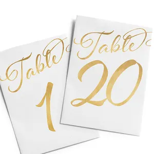 Estoque De Cartão Pesado 5x7 Dupla Face Folha De Ouro Lettering Cartões De Mesa De Casamento Números De Mesa De Casamento Do Ouro 1-20