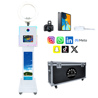 Cabina de Fotos Portátil para Bodas y Fiestas con iPad, Cámara DSLR, Pantalla Táctil LCD, Impresora Inalámbrica, Diseño Moderno, Cabina de Fotos para Selfies