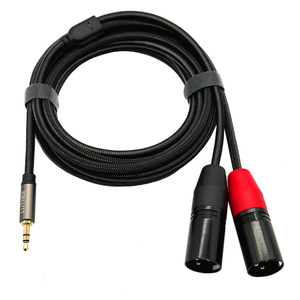 Câble de raccordement audio 3,5 mm stéréo vers 2 <span class=keywords><strong>XLR</strong></span> mâles, <span class=keywords><strong>double</strong></span> blindage, fiches plaquées or, pour équipement audio de studio et de sonorisation en direct - Product Image 3