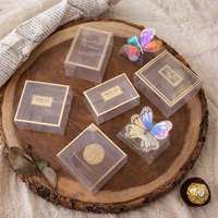 Boîte en plastique PET rectangulaire transparente de petite taille, écologique et recyclable, avec dorure à chaud, pour cadeaux de mariage, bonbons, bougies, artisanat