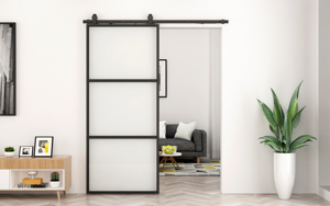 <span class=keywords><strong>Puerta</strong></span> <span class=keywords><strong>Corredera</strong></span>/Abatible de Acero Negro de Alta Calidad con Vidrio para Interiores - Product Image 2