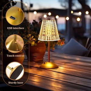 Built-in Battery Crystal Rechargeable <b>LED</b> Table Lamp Gold Bedside Desk <b>Light</b> - Product Image 6
