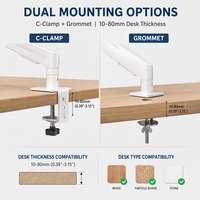 Soporte de Monitor Mecánico Ajustable con Resorte, Capacidad de Carga de 2-9 kg, Extensión de 516 mm, Soporte de Escritorio VESA para Espacio de Trabajo Profesional