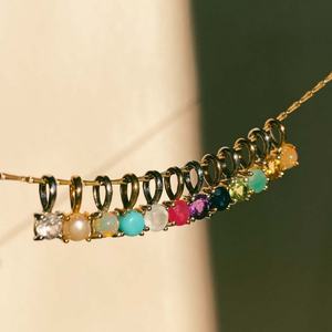 Stock Stainless Steel DIY Basic Loose <b>Chain</b> 12 Birthstone Pendant Necklace 18K Gold Color Protection Vacuum Electroplating - Product Image 5