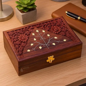 Caja de Almacenamiento de Madera, Cajas de Embalaje de Madera de Primera Calidad, Caja de Almacenamiento de Madera de Acacia Ecológica, Forma Rectangular para Regalos y Manualidades - Product Image 2