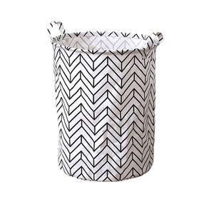 Panier à linge pliable en tissu coton et lin, design tambour épaissi, pour le rangement des vêtements et des jouets, idéal pour dortoir, chambre et usage domestique - Product Image 1