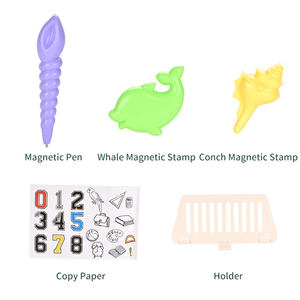 蹒跚学步的男孩女孩旅行尺寸魔法涂鸦板写画素描垫儿童磁性绘图板玩具带支架 - Product Image 5