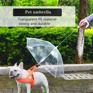 Parapluie transparent pour chien personnalisé dôme droit manuel avec laisse parapluie transparent imperméable pour chien chat pluie - Product Image 3