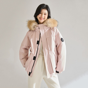 Parka imperméable rose personnalisée pour femme avec capuche en fausse <span class=keywords><strong>fourrure</strong></span>, parka épaisse pour femme - Product Image 1