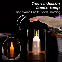 Bougie LED sans flamme avec capteur de mouvement manuel, gradation progressive, rechargeable, sans fil, veilleuse pour la décoration de chevet