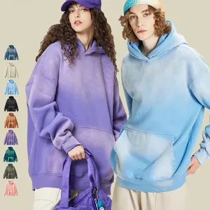 Thời Trang Mới Giả Tie Dye Quá Khổ Mặt Trời Faded Hoodie Khỉ Rửa Đau Khổ Lông Cừu Tracksuit Hoodies Set Cho Nam Giới Bán Buôn