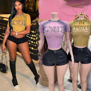 Conjunto de Verano 2025 para Mujer con Top de Malla Estampada y Leggings Cortos de 2 Piezas Estilo Y2K Sexy Atuendos de Verano - Product Image 3