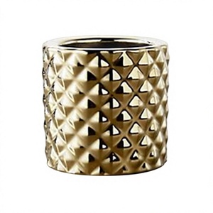 Pot à bougie moderne en acier inoxydable et céramique, forme cylindrique, couleur or, décoration d'intérieur, design durable - Product Image 1