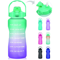 Bouteille d'eau pour sportif, contenance 2000ml, demi-tonnerre, 64oz, pour sportif, avec marqueur de temps, unisexe, 2l