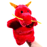Marionnette à main en peluche de dragon sur mesure, faible MOQ, anti-stress, super douce, doublure en maille de coton PP, adaptée aux nouveau-nés, cadeau de vacances pour enfants
