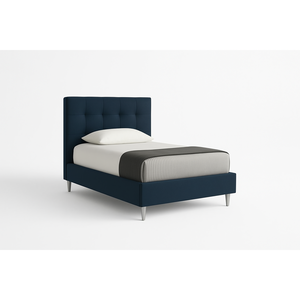 Nubea letto matrimoniale con scatola portaoggetti in pelle vegana facile da pulire copertina blu 135cm X 225cm X 120cm MDF legno camera da letto mobili - Product Image 1