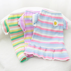 Vestido fino de primavera y verano para mascotas, de algodón a rayas, lindo para perros pequeños y gatos - Product Image 1