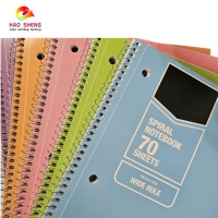 Cahier d'exercices scolaire personnalisé avec reliure spirale, formats A4/A5/A6, papier offset et couverture en carton, logo personnalisé