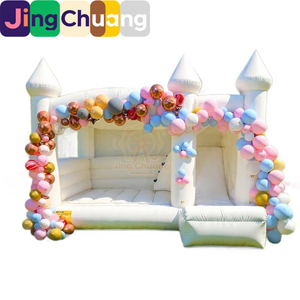 Castillo Inflable Blanco, Trampolín Infantil con Tobogán, Decoración para Fiestas, Arco de Globos, Arreglo para Cumpleaños, Juguete - Product Image 5