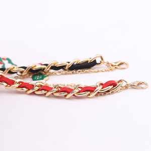 Christmas Charm <b>Bracelet</b> <b>Red</b> Gold Chain Gloves Bell Pendant Women's Jewelry Gift - Product Image 4