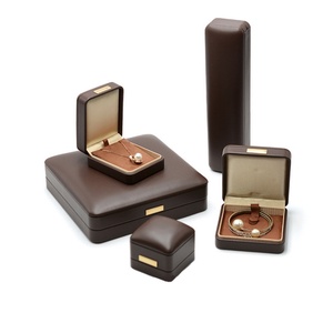 Wholesale Luxury Simple Custom Logo Gold Cardboard Set PU Leather Jewelry Box Earring Packaging Wedding <b>Ring</b> - Product Image 2