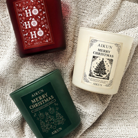 Bougie parfumée de Noël AIKUN dans un bocal en verre, faite à la main, avec arôme d'orange et de cannelle, idéale pour les cadeaux de fêtes