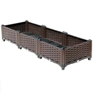 High Quality plastic grow box Brown Vegetable Grow Elevated Plastic Raised Garden Bed Garden Supplies