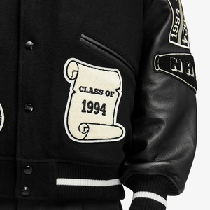 Slight Crop Fit Leather Sleeves Wool <strong>Jacket</strong> <strong>Custom</strong> Embroidery Patches Stadium <strong>Varsity</strong> <strong>Jacket</strong> - Product Image 5